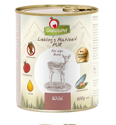 GRANATAPET UMIDO Grain Free Ipoallergenico PUR ALLA SELVAGGINA 800 GR LIEBLING's MAHLZEIT