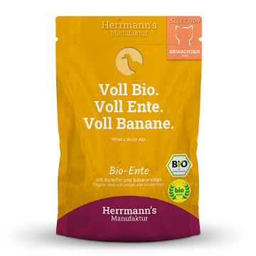 100 GR . HERRMANN'S BIO ANATRA patate e banana UMIDO GATTO  COMPLETO 