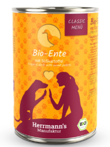 HERRMANN'S BIO ANATRA E PATATE DOLCI UMIDO CANE COMPLETO 400G