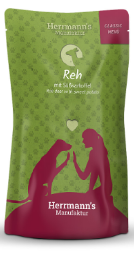 HERRMANN'S BIO CERVO con patate 130 GR . UMIDO CANE COMPLETO 