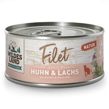 WILDES LAND POLLO SALMONE 80 GR FILETTI SFILACCETTI UMIDO GATTO 