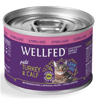WELLFED TACCHINO E VITELLO 200 GR. UMIDO GATTO STERILIZZATO COMPLETO