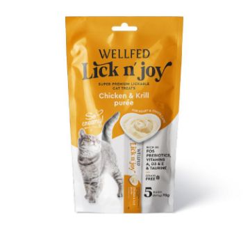 SNACK CREAMY POLLO E KRILL LICK&JOY 5 X 14 GR WELLFED